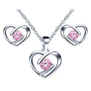 Yumilok Kette und Ohrringe Set,925 Silber Halskette & Ohrringe Set,Schmuck Set,Silber Schmuckset Damen 925,Schlüsselbein Halskette 925 Sterling Silber