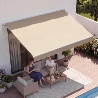 VEVOR Balkonmarkise 4x2,4 Gelenkarm Markise höhenverstellbar von 2,4 bis 3,7m Klemmmarkise Einziehbar Stahl Aluminium 280G doppelseitige PU-Beschichtung Sonnenmarkise Balkon Terrassenmarkise