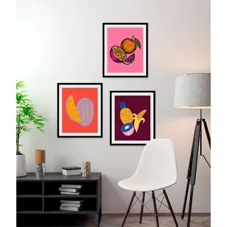 Bild QUEENCE "Maya", lila (farbe rahmen: schwarz, farbe bild(er): lila), B:50cm H:70cm, Acrylglas, Holz, Papier, Bilder, Bild, HD Premium Poster-Druck inkl. Holzrahmen