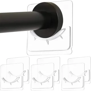 6 Stücke Selbstklebend Duschvorhangstangen Halter, Wand Montiert Duschstangen Halter Bohrerfreie Installation, Stange Halter, Kein Bohren, Transparent (Duschvorhangstange Nicht Enthalten)