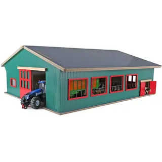 Kids Globe Farming Viehstall (bewegliche Türen, abnehmbares Dach, Maßstab 1:32, Viehstall Bauernhof, Kinder Bauernhof Zubehör, Spielzeug Bauernhof) 610310