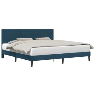 vidaXL Bettrahmen mit Kopfteil Blau 200 x 200 cm Samt - Blau