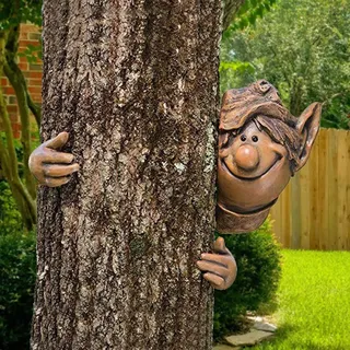 garden mile Garten ELF Baum PEEKER NEUHEIT Garten Dekoration Decoration Neuheit LUSTIGES Gesicht Zaun Schuppen AUßEN Baum SKULPTUR
