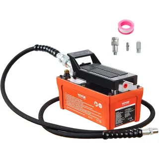 Vevor 1,6L Lufthydraulische Pumpe 700bar Hydraulikpumpe 0,8L/min (ohne Last) 0,16L/min (Belastung) Hydraulische Fußpumpe mit 2m Schlauch Luft Fußpumpe Fußbestätig inkl. Lufteinlass-Adapter PTFE-Band