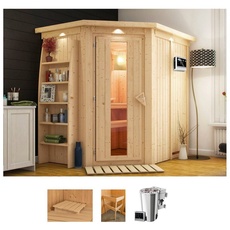 Bild von Sauna »Cellin«, (Set), 3,6-kW-Plug & Play BIO-Ofen mit ext. Steuerung beige