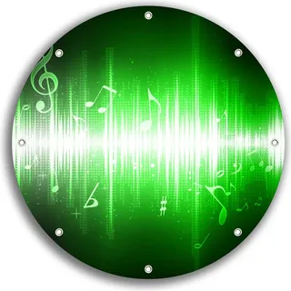 Wallario rundes Outdoor-Poster für Garten oder Balkon, Motiv Grüne Noten der Musik, 30 cm Durchmesser - Grün