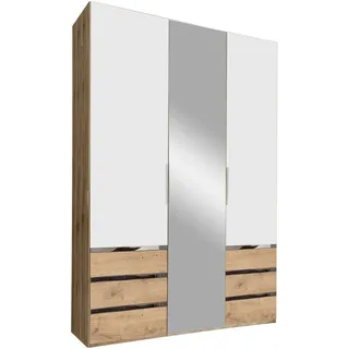 Sconto Drehtürenschrank Level 36A mit Spiegel ca. 150cm Weiß/Eiche