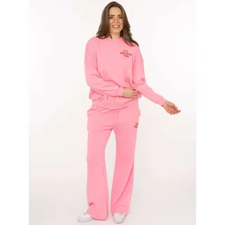 Sweathose ZWILLINGSHERZ "Feel Good Club", Damen, Gr. S/M, N-Gr, pink, Sweatware, Obermaterial: 60% Baumwolle, 40% Polyester, bestickt, unifarben, lang, Hosen Sweathose, unifarben, kleine Stickerei