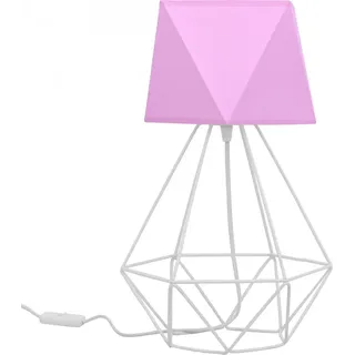 Light-Home Lampenschirm Tischlampe Modern - Elegante Nachttischlampe für Schlafzimmer Wohnzimmer - Tischleuchte E27 - 40x23,5 cm - Weiß und Rosa Diamant - Weiß, Rosa