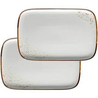 Mäser Servierplatten-Set , Blau, Beige , Keramik , 2-teilig , rechteckig , 30x2x20 cm , lebensmittelecht , Geschirr, Tischkultur & Serviergeschirr, Servierplatten