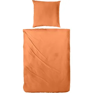 Primera Satin-Bettwäsche Falsches Uni Orange 155 x 220 cm + 80 x 80 cm