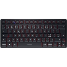 CHERRY KW 9200 MINI, Kompakte Multi-Device-Tastatur für bis zu 4 Geräte, Tschechisches/Slowakisches Layout (QWERTZ/QWERTY), Bluetooth, Funk oder Kabel, Schwarz