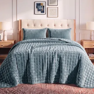 Tribeca Living Samt Dunstblau 260 g/m2 135 x 200 cm + 80 x 80 cm