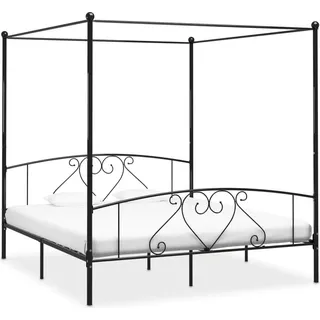 vidaXL Himmelbett Gestell Schwarz Metall 200 x 200 cm - Bettgestell - Bettgestelle - Bettrahmen - Doppelbett - Schwarz