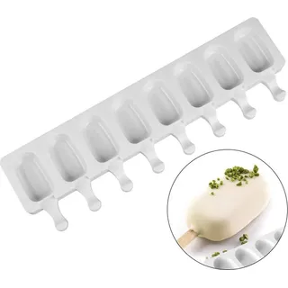 Ice Pop Molds Silikon Mini EIS Riegel Mold Set, Wiederverwendbare Popsicle Formen Ice Pop Molds Maker Mit Holzstäbchen Ideal Für Cakesicles  8-Cavity