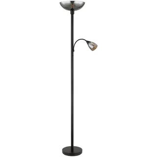 Globo Led-Deckenfluter , Schwarz , Glas , 178 cm , Ce , getrennt schaltbar, Lesearm, Flexarm, Wippschalter, mit Schalter , Lampen & Leuchten, Innenbeleuchtung, Stehlampen, LED-Deckenfluter