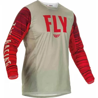 FLY RACING Kinetic Wave Trikot - Hellgrau/Rot/Dunkelrot / L