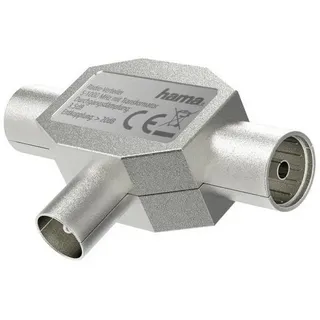Hama Verteiler "Antennenverteiler, Koax Stecker, 2 Koax Kupplungen, Metall", silberfarben