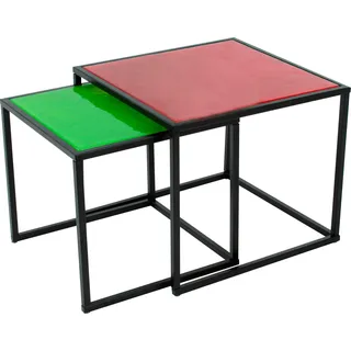 Couchtisch PAROLI, rot (rot, grün), B:45cm H:47cm T:45cm, Tische, Couchtisch, quadra