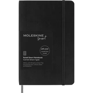 Moleskine Smart Notebook, Smart Writing System, Digitales Smart-Notizbuch mit Weichem Einband, Linierten Seiten und Praktischem Gummizugverschluss, Taschenformat 9 x 14, Farbe: Schwarz