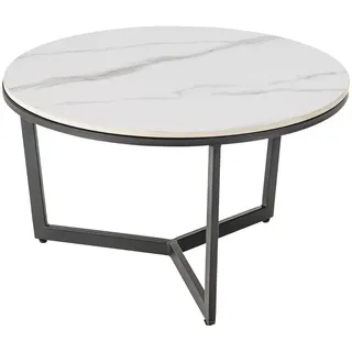 Mid.you Couchtisch , Schwarz, Weiß , Metall, Keramik , 38x70x70 cm , Wohnzimmer, Wohnzimmertische, Couchtische, Couchtische Keramik