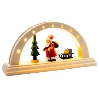 Schwibbogen klein mit Weihnachsmann bunt LED Beleuchtet BxHxT 24x12x6cm NEU