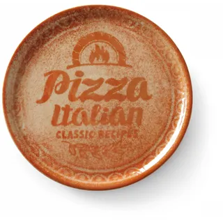 HENDI Pizzateller, Porzellan, Muster: Text und Pizza-Illustration, Geschirrspüler und Mikrowellen geeignet, ⌀310mm, rot