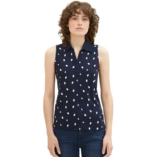 TOM TAILOR Damen 1037379 Polo Top, 32674-Navy Offwhite Dot Design, L