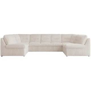 MKS Wohnlandschaft Comodo U Beige Cord , Textil , U-Form , 340x93x206 cm , Wohnzimmer, Sofas & Couches, Wohnlandschaften, Wohnlandschaften in U-Form