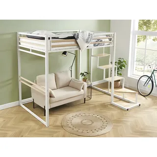 vente-unique Hochbett JOGUI 140 x 200 cm Metall & MDF weiß