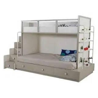 Kinderzimmer Schlafzimmer Set Holz Möbel Etagenbett Hochbett Tisch 3tlg - Beige