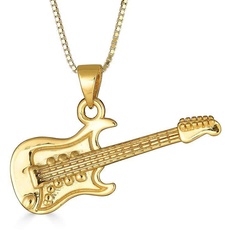 Sterling Silber Gelbes Gold überzogen Electric Guitar Musik Anhänger Halskette (Verfügbare Kettenlänge 40cm - 45cm - 50cm - 55cm)