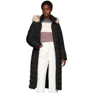 Tommy Hilfiger Damen Daunenmantel Heritage Tyra Maxi With Fur mit Kapuze, Schwarz (Black), XS