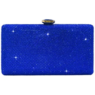 Boutique De FGG Kristall Clutch Tasche Damen für Hochzeit Abendtasche Strasssteine Party Kristallene Handtasche Braut-Geldbörse, Mini, Blau