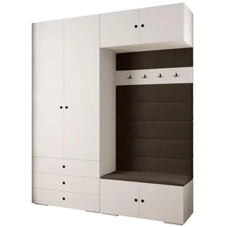 Abiks Möbel Garderoben-Set 236,7/200/47 , Kaschmir, Braun, Schwarz , Metall , Nachbildung , 8 Fächer , 200x236.7x47 cm , Garderobe, Garderoben-Sets & Garderoben-Serien, Garderoben-Sets