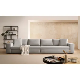 Home affaire 4-Sitzer »SLEETLAND XXL in Samtvelours oder Vintage-Leder-Optik« besonders groß und bequem, silberfarben