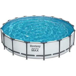 Bestway Pool SET Steel PRO 56462 , Blau, Grau, Weiß , Metall, Kunststoff , Uni , 122 cm , Freizeit & Co, Pools & Wasserspaß, Pools