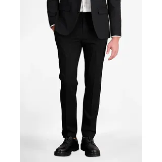 Baukastenhose LERROS "Herren Anzughose mit Stretchanteil, gerade geschnitten", Herren, Gr. 56, schwarz, 49% Viskose, 29% Polyester, 20% Wolle, 2% Elasthan, Hosen Baukastenhose