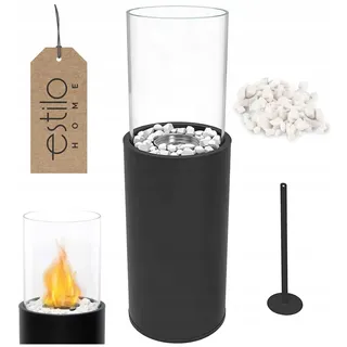 Bioethanol-Kamin Schwarz – Freistehender Tischkamin ohne Schornstein – Kaminfeuer für Wohnzimmer und Terrasse - Schwarz