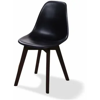 Keeve Stapelstuhl schwarz ohne armlehne, dunkeln birkenholz gestell und kunststoff sitzfläche, 47x53x83cm (BxTxH), 505FD01SB - Schwarz