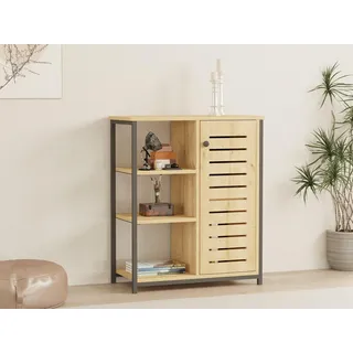 Hanah Home Industrial Bookshelf, Sapphire & Black, 72 x 83.7 x 34 cm | 100% Melamine Coated Particle Board, 18 mm Thick, Sturdy Metal Frame | Stylish Storage Solution for Modern Spaces