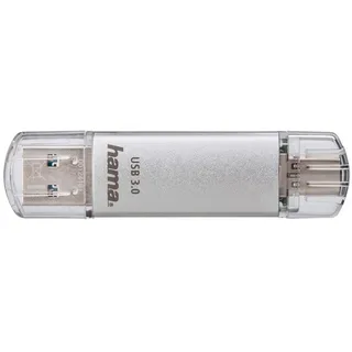 Hama C-laeta Usb-c 3.1/3.0 64GB USB-Speicherstick mit USB 3.2 Gen 1-Type-C (2-in-1 USB-Stick, z.B. für Android Handy, Tablet, Computer, Notebook, MacBook, OTG, 40MB/s) USB-Typ-C Handy-Stick, Doppel Memory-Stick Silber