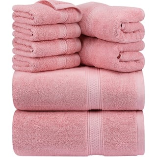 Utopia Towels 8-teiliges Premium-Handtuch-Set, 2 Badetücher, 2 Handtücher und 4 Waschlappen, 600 g/m2, 100% ringgesponnene Baumwolle, Fitnessstudio, Hotel und Spa (Altrosa)