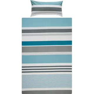 REDBEST Bettwäsche, Bettgarnitur Renforcé türkis Größe 40x80 cm / 135x200 cm - mit praktischem Reißverschluss anschmiegsam, strapazierstark, 100% Baumwolle