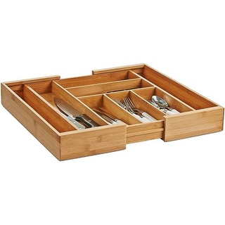 Avilia Besteck-Organizer – ausziehbare Besteckschublade aus Bambus mit 6-8 Fächern, 28 x 28 x 8 cm