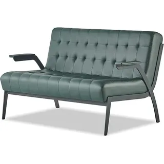 Sofa-Set Grün Einfarbig Modern Edelstahl Stil Chesterfield Leder Holz - Grün