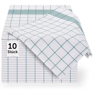 Blumtal Geschirrtücher 10er Set, 50/70 cm, 100% Baumwolle, kariert - Grün - Naturmaterialen - 50x70 cm - Heimtextilien, Geschirrtücher - Schürzen, Geschirrtücher