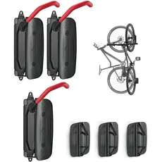 Mimoke Schwenkbare Fahrrad Wandhalterung Vertikaler Fahrradständer - Fahrradhalterung wand für die Garage - MTB & Rennrad (Rot 3Packung)