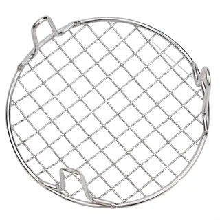 Rundes Grillrost, Edelstahl, rundes Grillnetz, Backblech, Grillgitter, mit Bein zum Backen, Kochen, Dämpfen, Grillen, perfekt für Outdoor-Grill und Picknicks (15 cm)