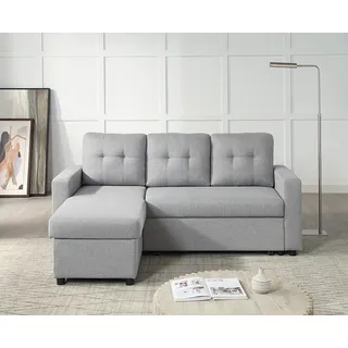 Atlantic Home Collection Ecksofa »Gino L-Form« mit Schlaffunktion und Stauraum, Recamiere beidseitig montierbar,
